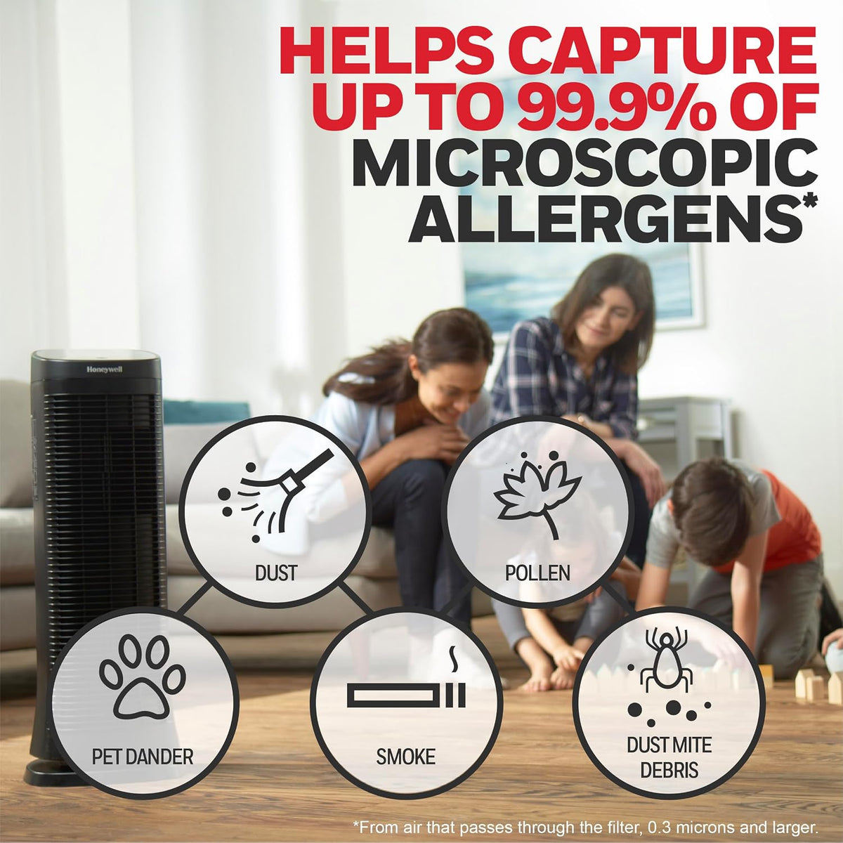 Honeywell Air Genius Air Purifier for Home, Large Rooms up to 1268Ft² with Pe...