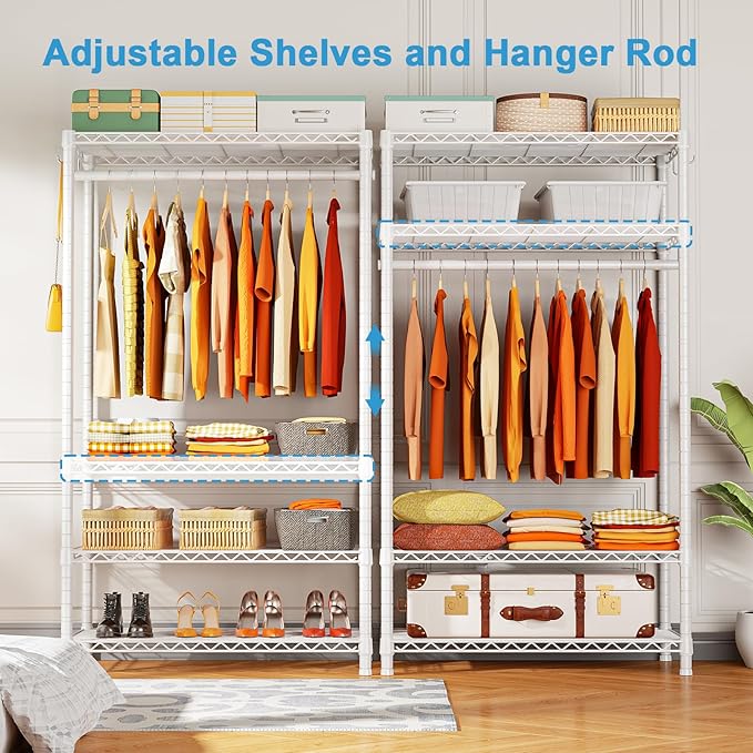 Ulif H4 Portable Closets, 4-Tier Metal Clothes Garment Rack