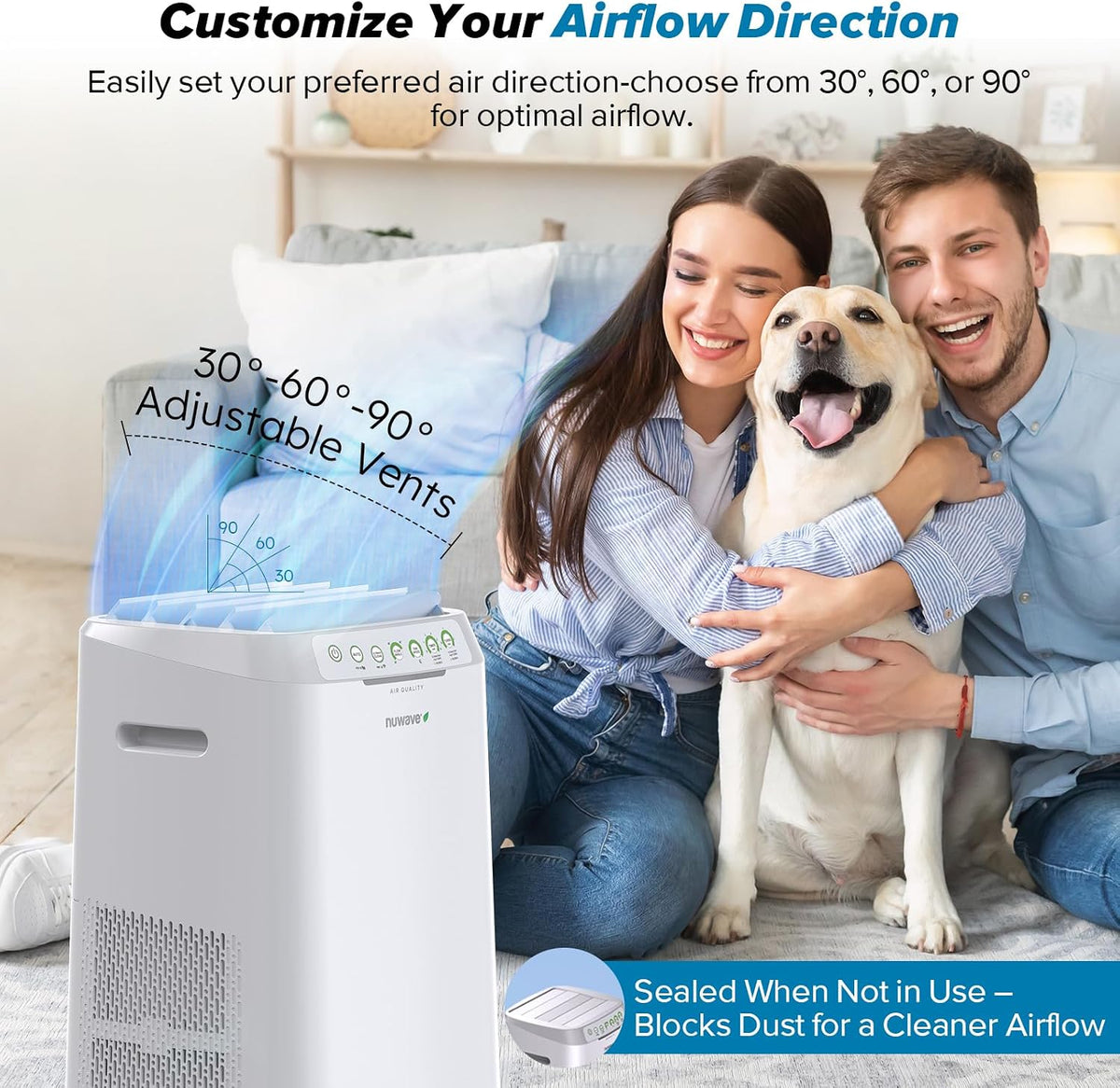 Nuwave Forever Smart Air Purifier for Home, Never Replace Air Filter System