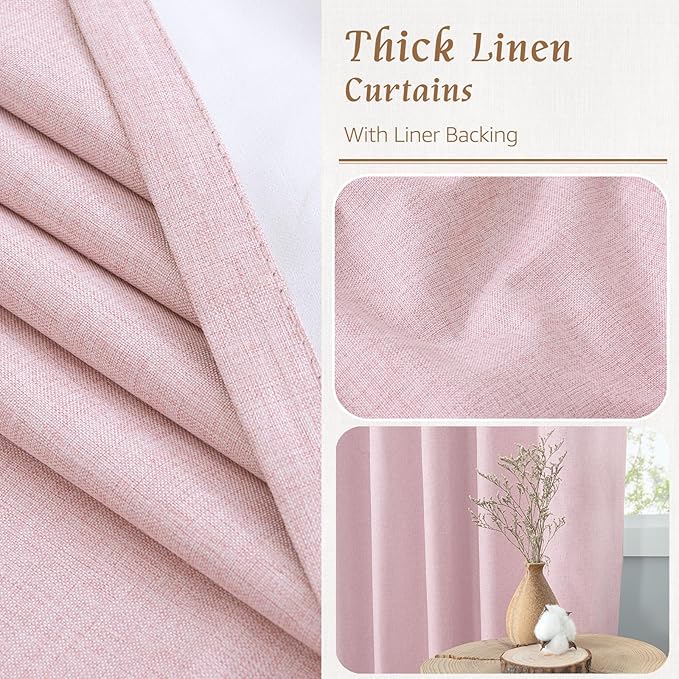 LAMIT Linen Full Blackout Window Curtains
