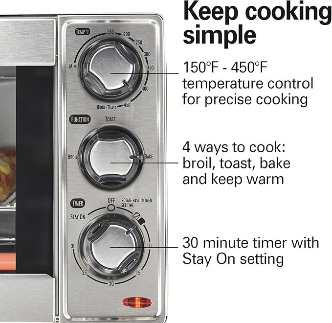 Hamilton Beach Countertop Toaster Oven & Pizza Maker Large 4-Slice Capacity
