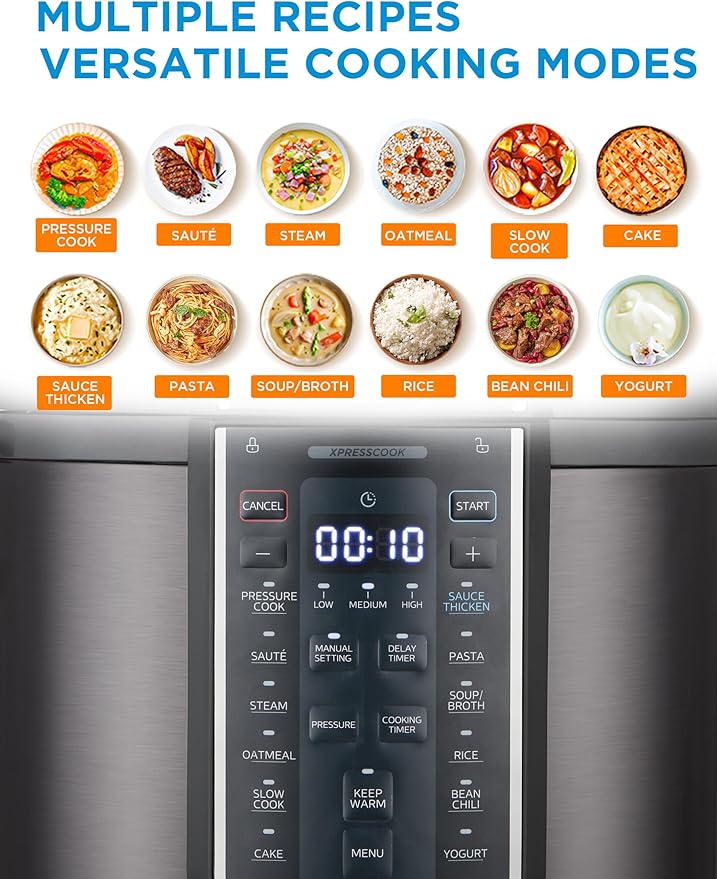 Midea 12-in-1 Electric Pressure Cooker, 6 Quarts, 12 Presets, Rice Cooker