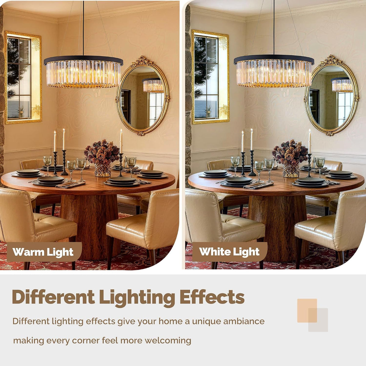 Wellmet Crystal Chandeliers for Dining Room Amber Chandelier Light Fixture