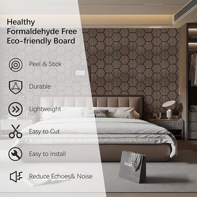 Hexagon Acoustic Wall Panels, Self-Adhesive Sound Absorbing Wall Panel by ARM...
