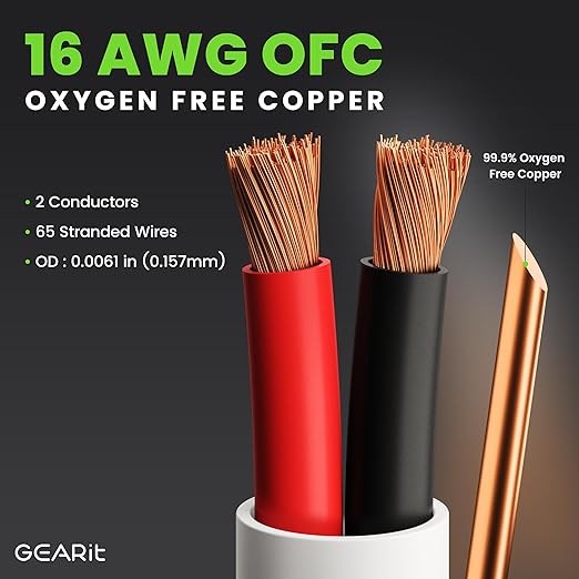 GearIT 16/2 Speaker Wire 16AWG Gauge