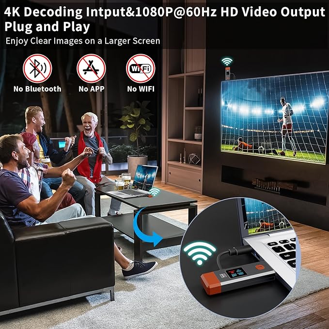 Wireless HDMI Transmitter and Receiver 328ft/100m Extender 4K Decode Input