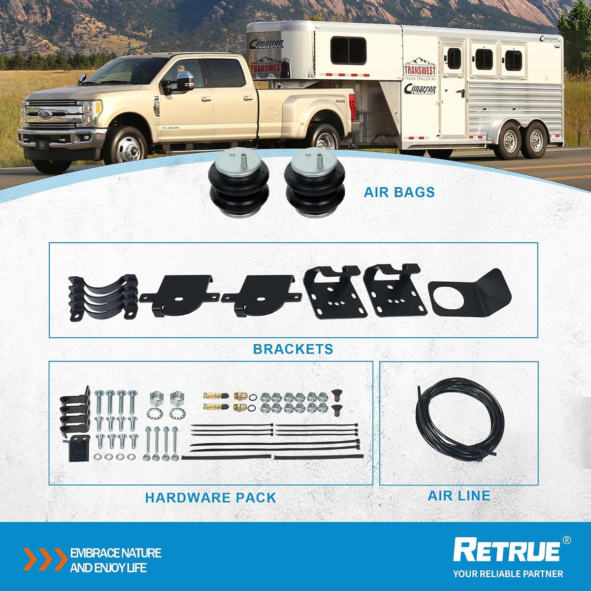 RETRUE Rear Air Bags Suspension Kit for Silverado Sierra 2500HD 3500HD