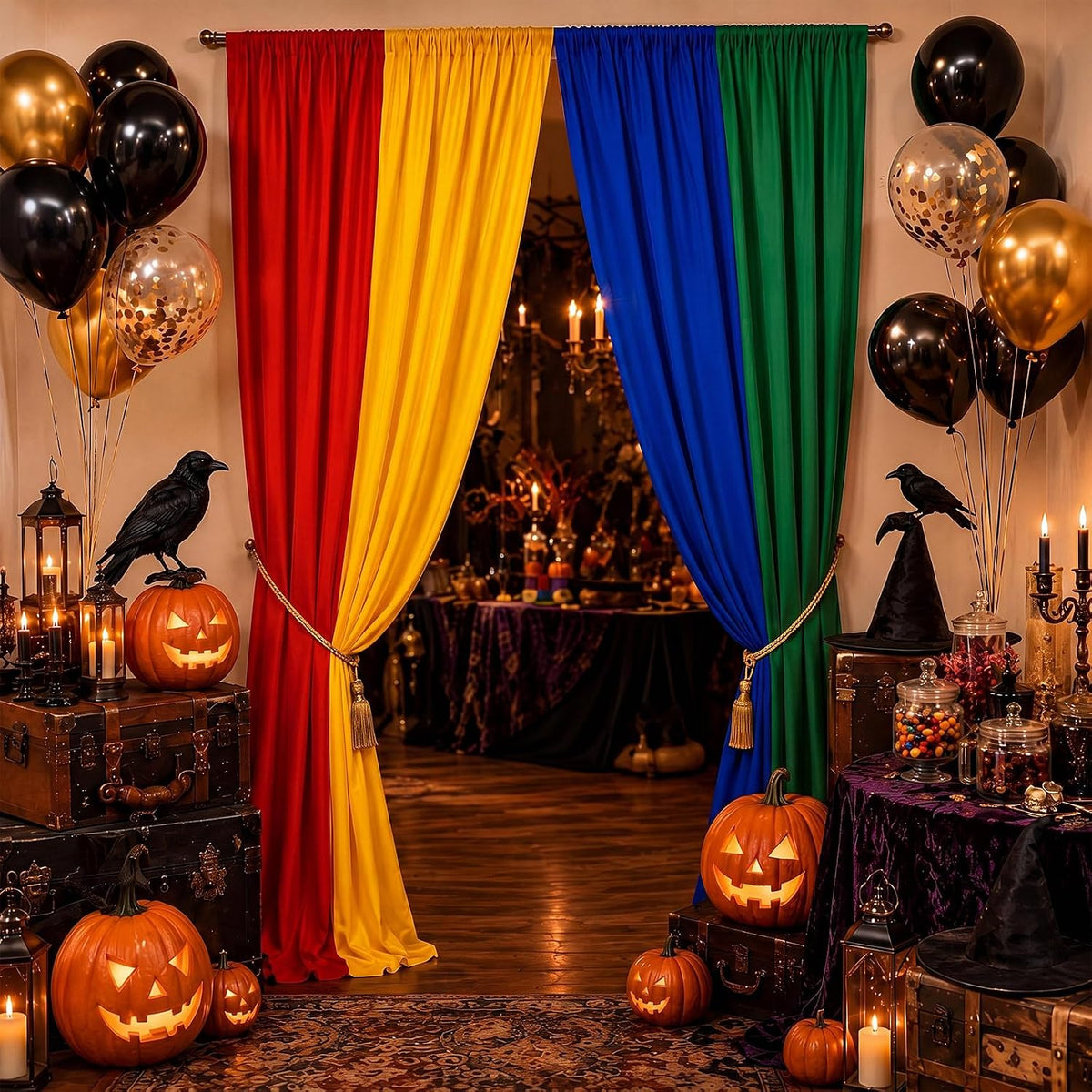 4 Pcs 39 x 79 Inch Wizard Party Backdrop Halloween Decorations