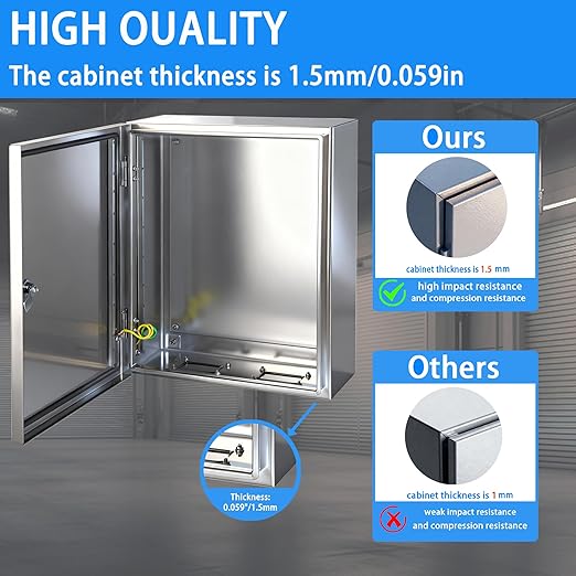 Electrical Enclosure 12x10x6, 304 Stainless Steel Enclosure IP66 Waterproof and