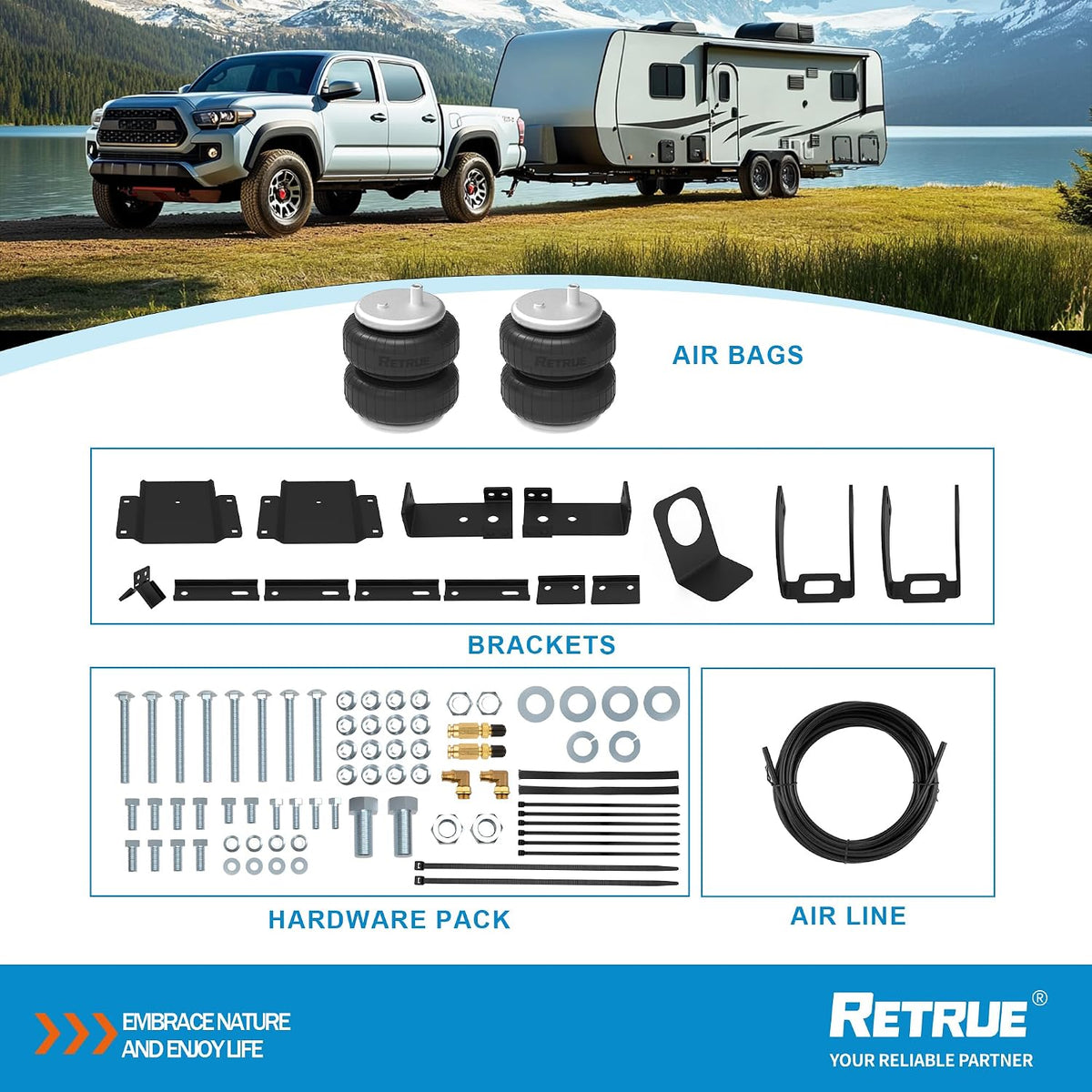 RETRUE Rear Air Bags Suspension Kit Compatible with Tacoma Prerunner