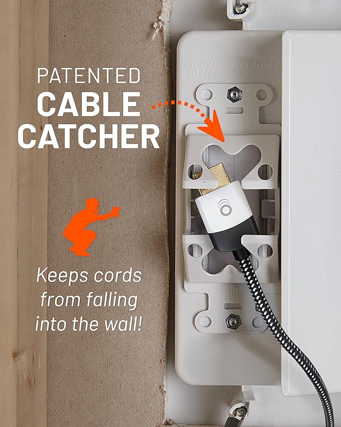 ECHOGEAR TV Cord Hider for Wall Mounted TV – Dual Outlet in-Wall Cable
