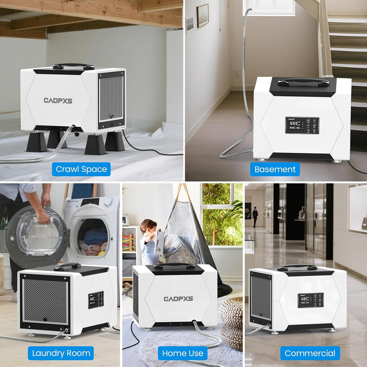 CADPXS 80 Pints Crawl Space/Commercial Dehumidifier with Pump & Drain Hose