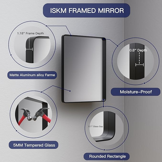 ISKM 30" x 30" Silver Framed Mirror