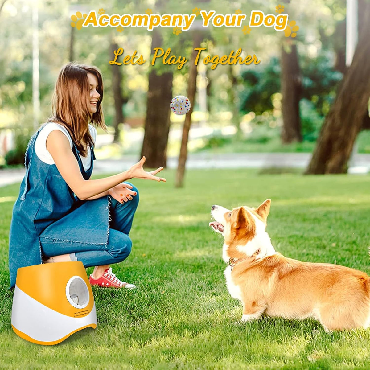 SOCO Automatic Dog Ball Launcher, 3 Distances to 45 FT, Auto-Cycle Mode