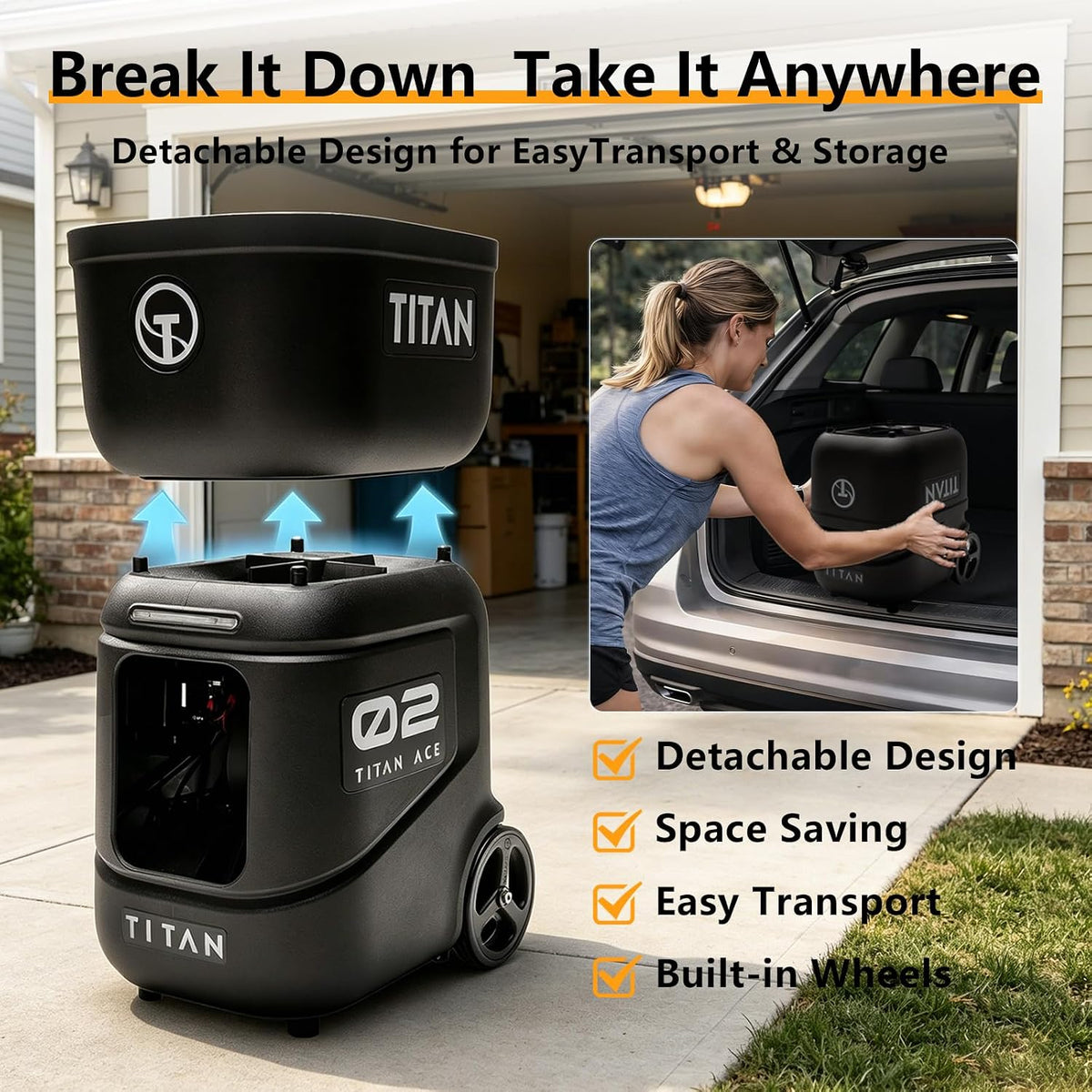 Titan ACE Pickleball Machine with Invertible Hopper | 110-Ball Capacity, Ligh...