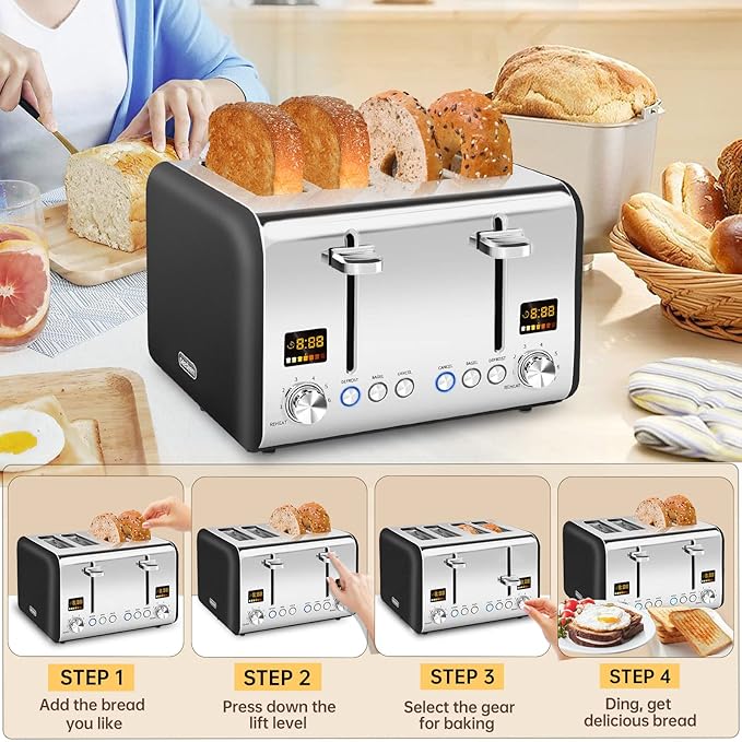 SEEDEEM 4 Slice Stainless Toaster