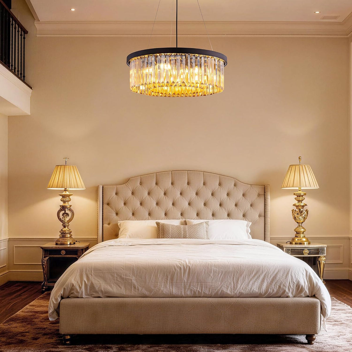 Wellmet Crystal Chandeliers for Dining Room Amber Chandelier Light Fixture