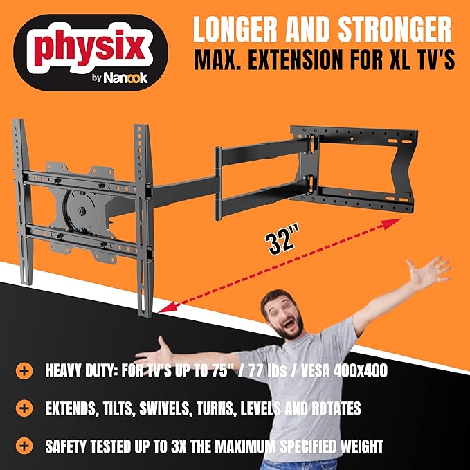 Physix 2080 Long Arm TV Wall Mount