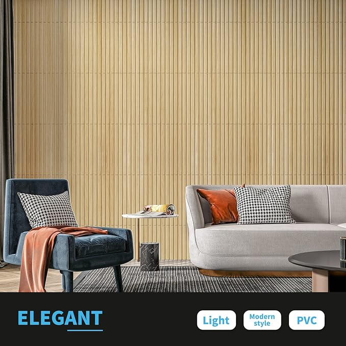 Art3d Slat Wall Panel, 3D Fluted Textured Panel 12-Tile 19.7 x 19.7in. (12-Pack)