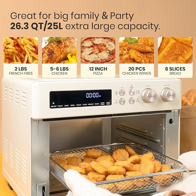 VAL CUCINA Retro Style Infrared Heating Air Fryer Toaster Oven, Extra Large