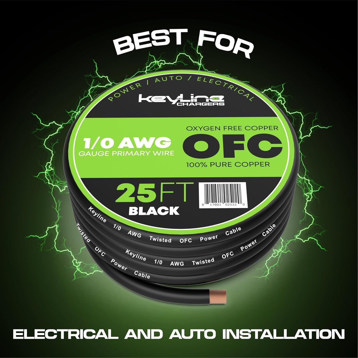 1/0 Gauge Wire (25ft) AWG Amp Battery Cable for Automotive Electrical Wiring ...