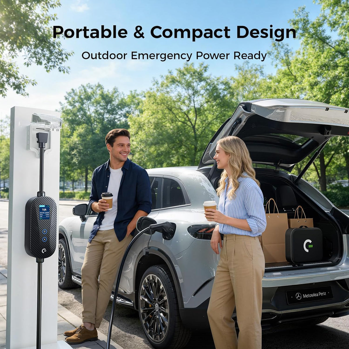 Level 1&2 EV Charger, 16A Adjustable Current & Timer, 21FT Cable, For...