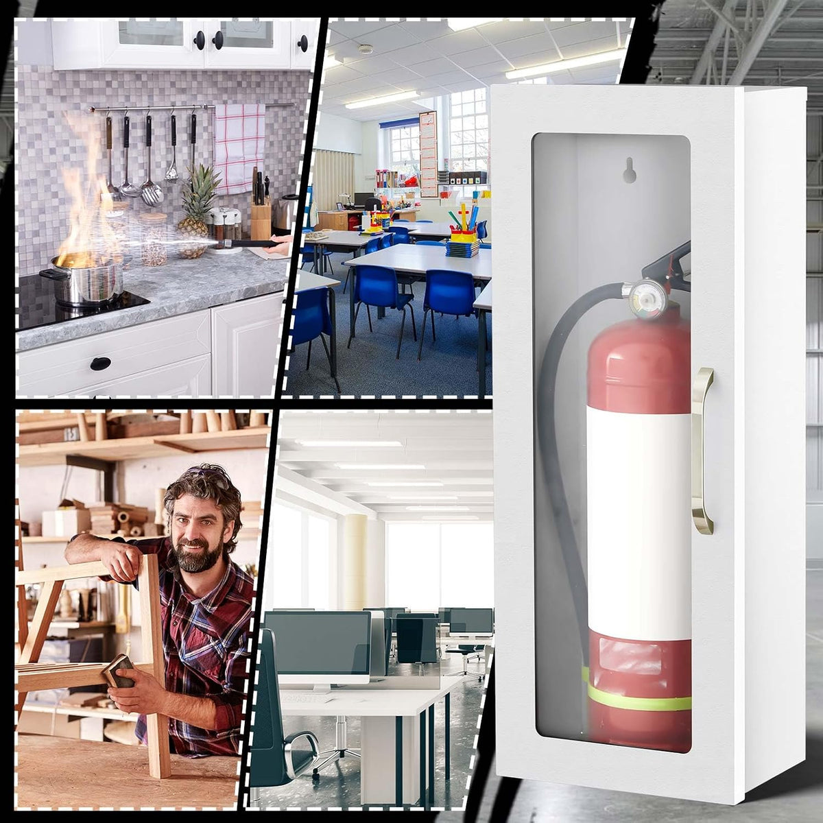 Zonon 1 Pcs 10lb Fire Extinguisher Cabinet Wall & Surface Mount, White