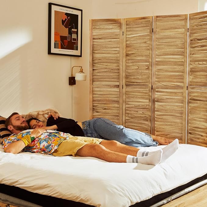 Room Dividers and Folding Privacy Screens, Wood Louvered Separators Divider Wall