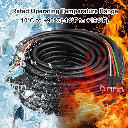 MOOKEERF 14/4 AWG Mini-Split Cable - 30FT 14 AWG 4 Conductor Control Cable 300V
