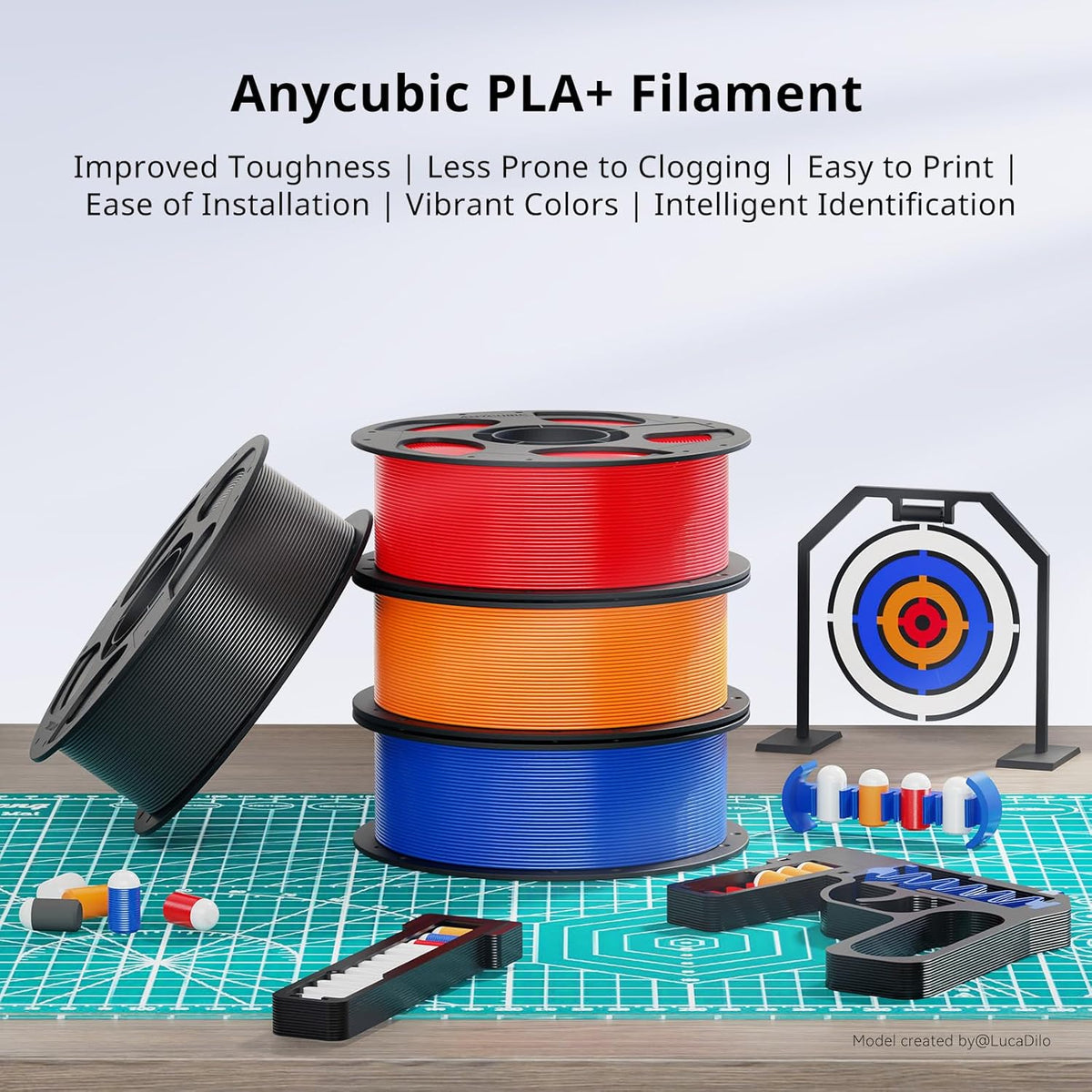ANYCUBIC PLA Plus (PLA+), 3D Printer Filament 1.75mm Bundle, High Toughness, ...