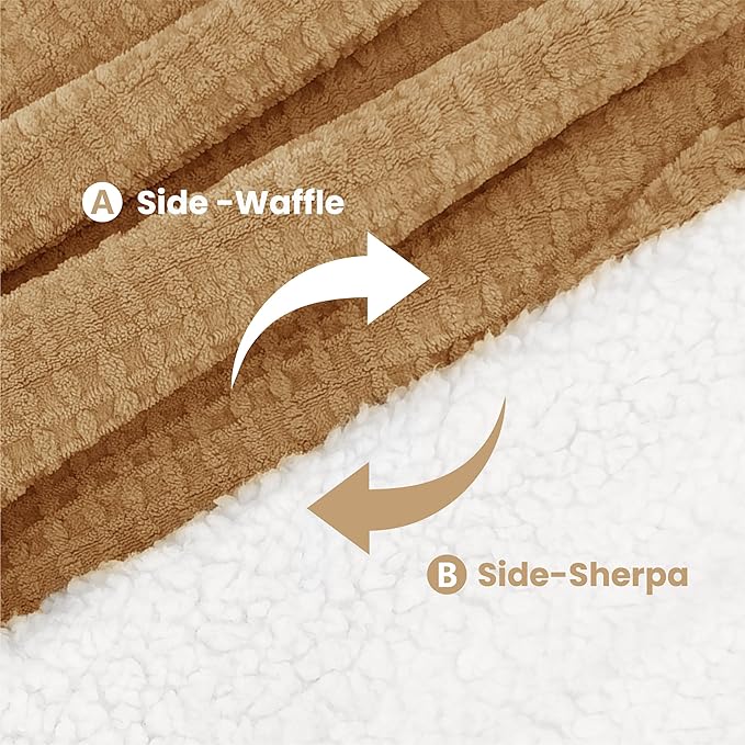 Heated Blanket Electric Blanket Twin Waffle, 62x84 Inches Sherpa Fleece Fast