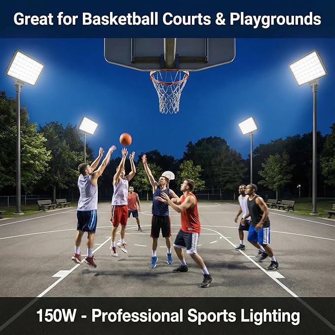 XXBSAZ 150W LED Flood Light Outdoor, High Output Plug-in & Hardwired Secu...