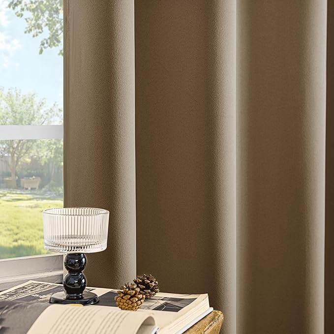 Beauoop 100% Blackout Curtains 96 Inch Long 2 Panels