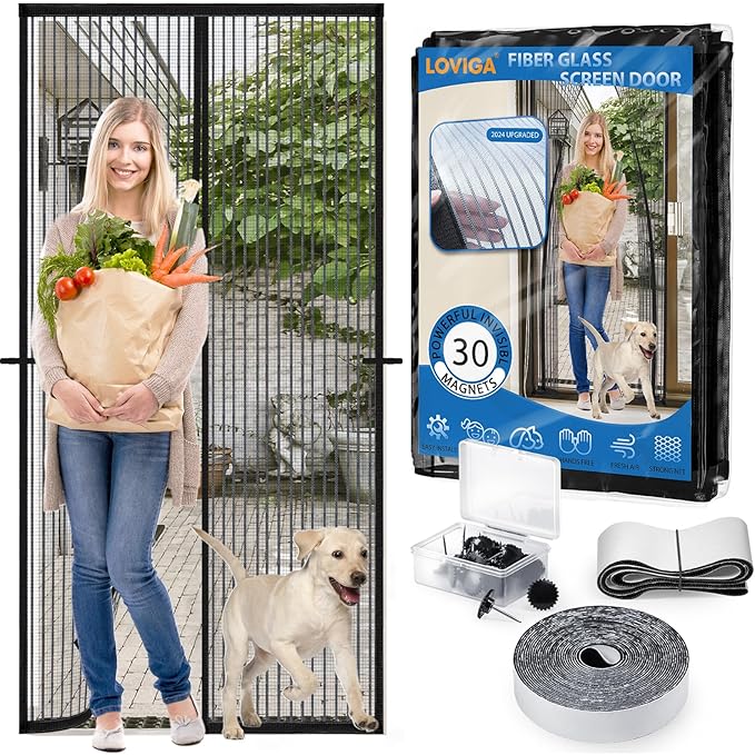 Heavy Duty Door Screen Magnetic Closure, LOVIGA Thickened Fiberglass Screen