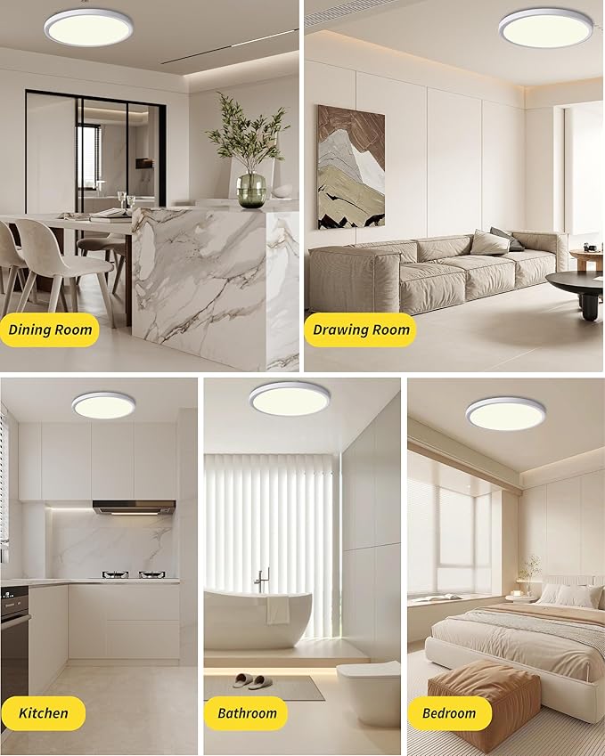 6pack 12 Inch Flush Mount Ceiling Light, 24w Led Ceiling Light,