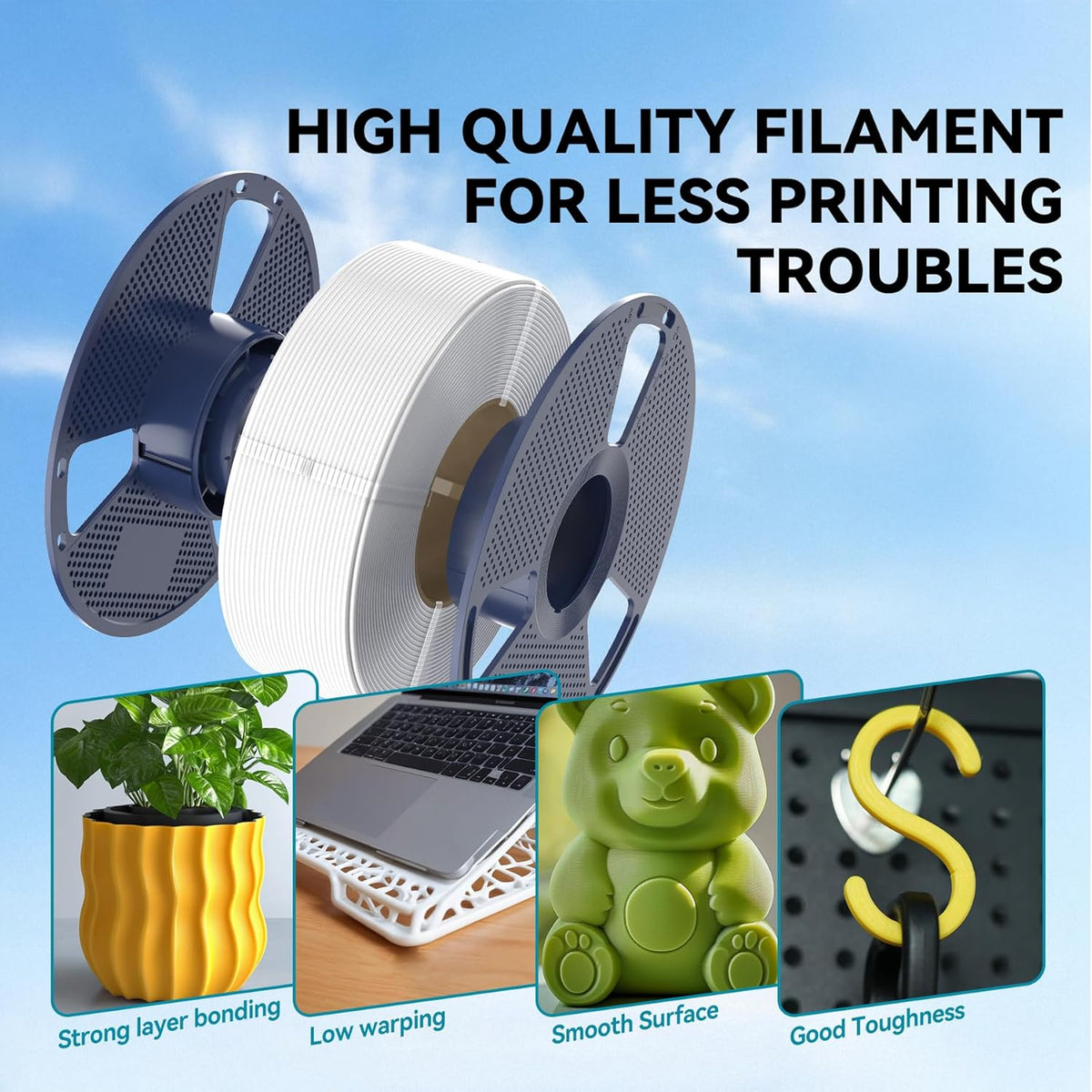 SUNLU PLA 3D Printer Filament, Oak & Coffee Brown, 2-Pack, 2KG Total