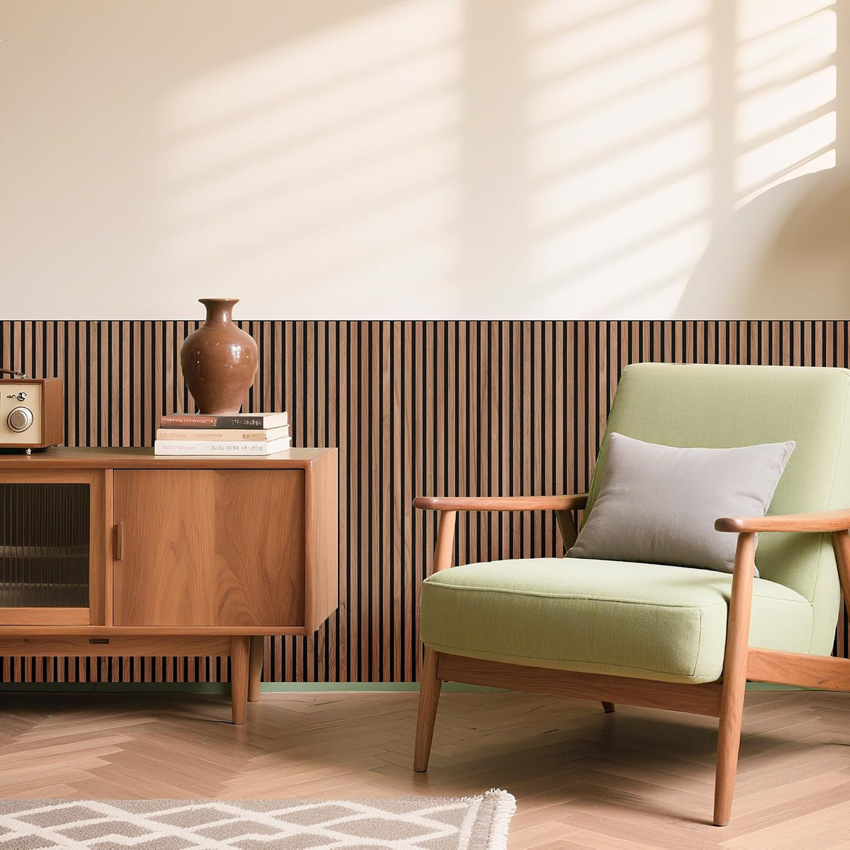 WoveN SounD Acoustic Wall Panels, Slat Teak, 10 Pack, 47.2x23.6 in