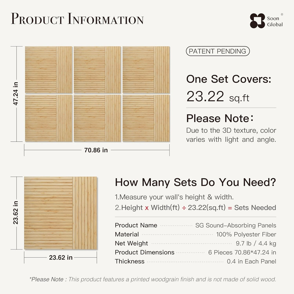 Soon Global Acoustic Wall Panels, Zen Split