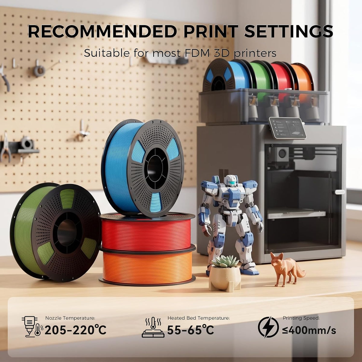 20 Color Bundle Elite PLA+ 3D Printer Filament, Multicolor Pack 4kg
