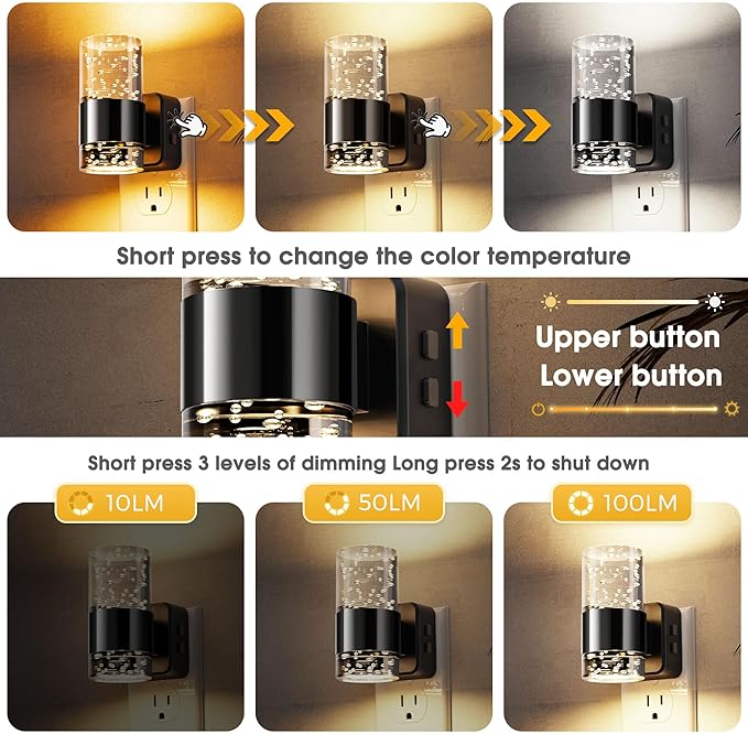 L LOHAS LED Night Lights Plug into Wall 2 Pack, Dimmable Night Light