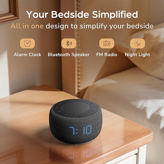 BUFFBEE Alarm Clock with Bluetooth Speaker & FM Radio