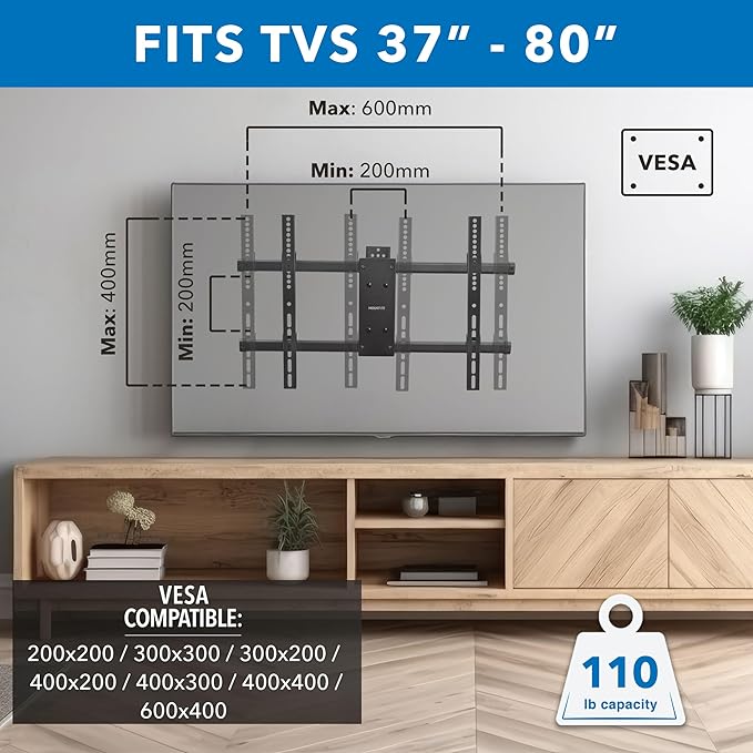 Mount-It! UL Certified Heavy Duty Full Motion TV Wall Mount