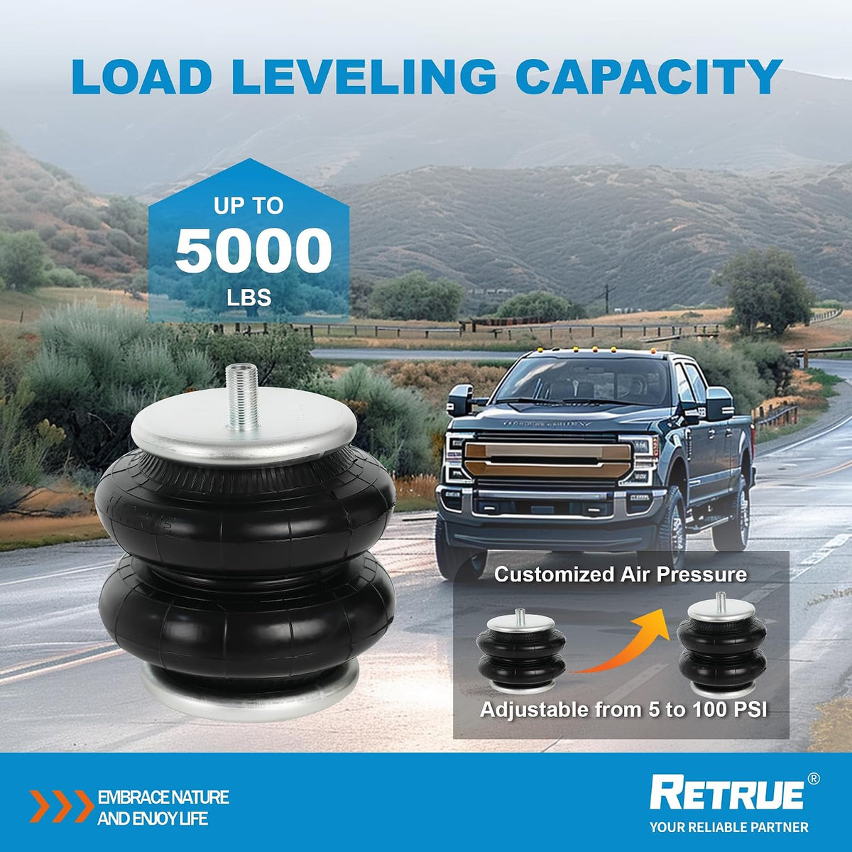 RETRUE Rear Air Bags Suspension Kit for Silverado Sierra 2500HD 3500HD
