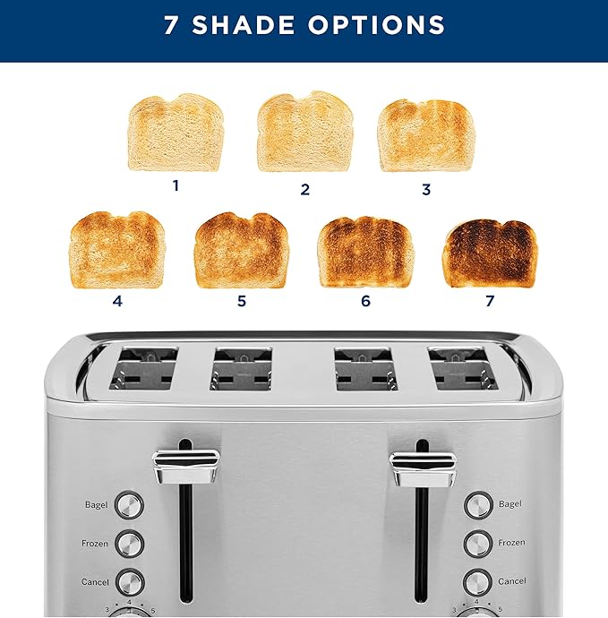 GE Stainless Steel 4 Slice Toaster | Extra Wide Slots