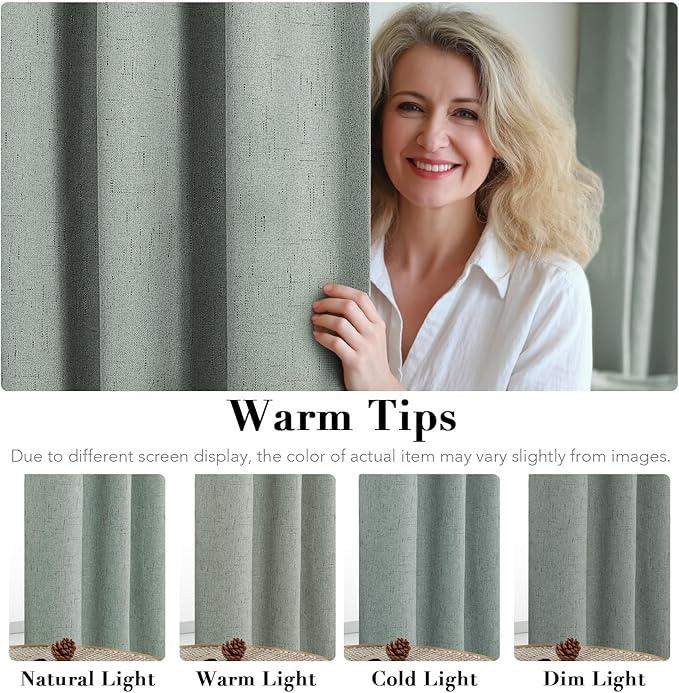 H.VERSAILTEX Linen Blackout Curtains 63 Inches Long 100% Blackout Thermal