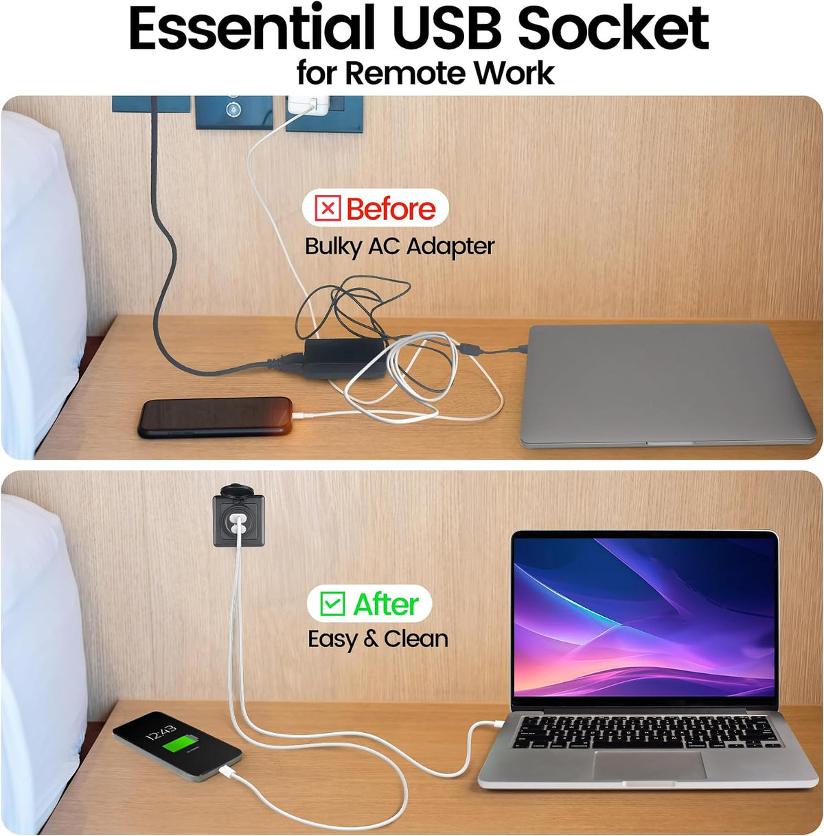 RV Dual USB C Outlet, 65W and 20W PD 3.0 USB Charging Station, 12V USB Charge...