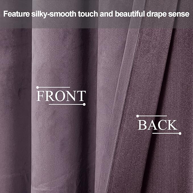 JIUZHEN Lavender Velvet Curtains 72 inches