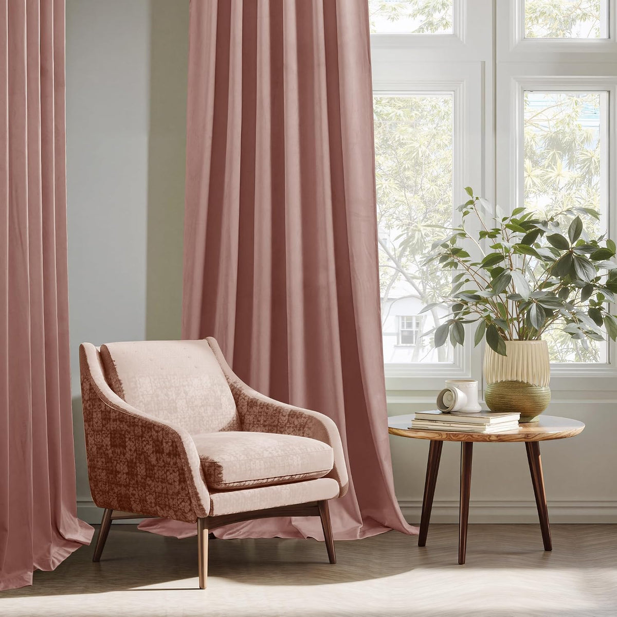 Pink Girls Bedroom Velvet Curtains 90 Inch Length 2 Panels | Romantic Blush P...