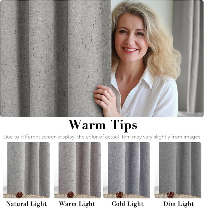 H.VERSAILTEX Linen Blackout Curtains 108 Inches Long 100% Blackout Thermal