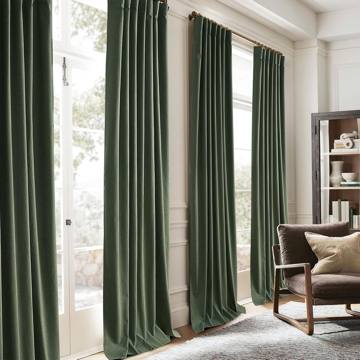 QJmydeco Green Country Kitchen Curtains 54 Inch Length Small Basement Window ...